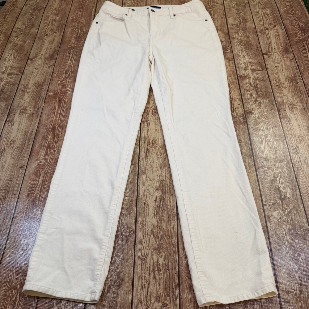 Talots High-Waist Straight-Leg Corduroy Pants Womens Size 10 Cream